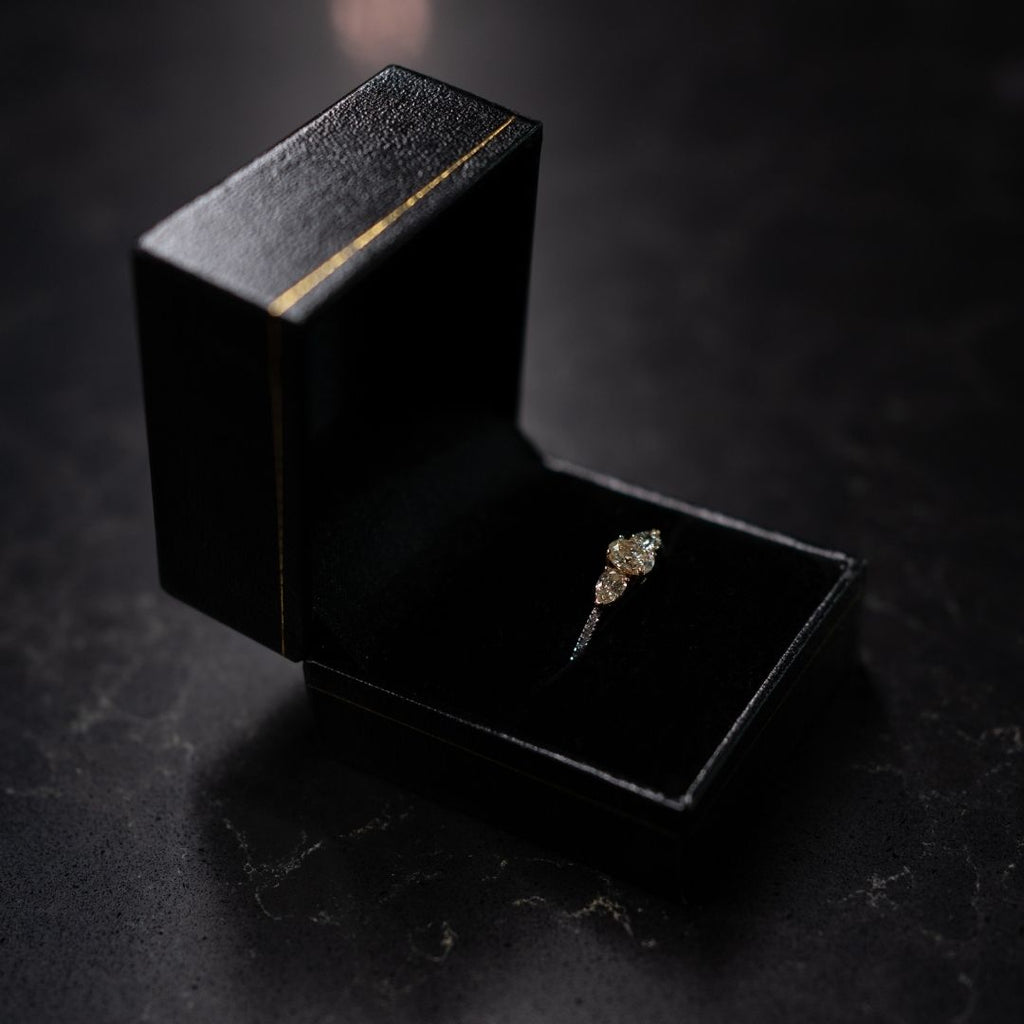 14ct White & Yellow Gold Fancy Light Yellow Trilogy Diamond Ring 0.94ct TDW