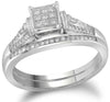 14K White Gold Two Piece Real Diamond Ring Set 0.20ct