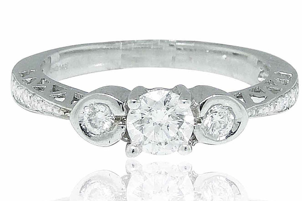 Round Cut 3-Stone Diamond Engagement Ring (.57 Ct)