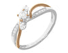 14k Gold Two Tone Three Stone Ring (0.38 ct)