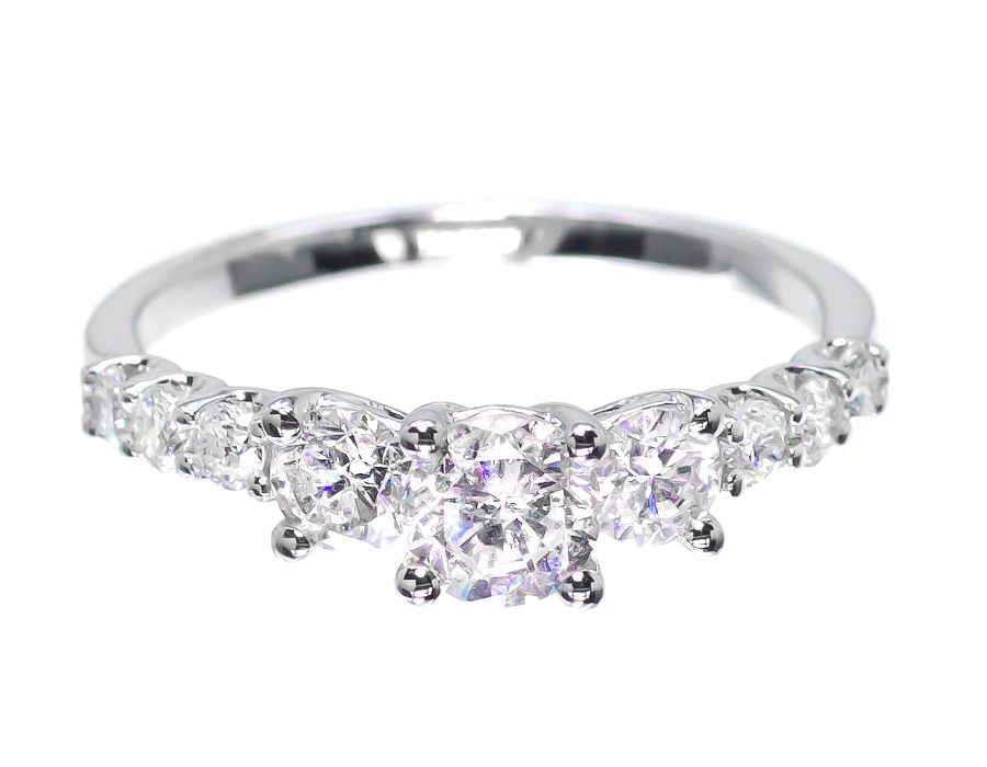 Three Stone Diamond Ring in 10K White Gold (1.0 ct)